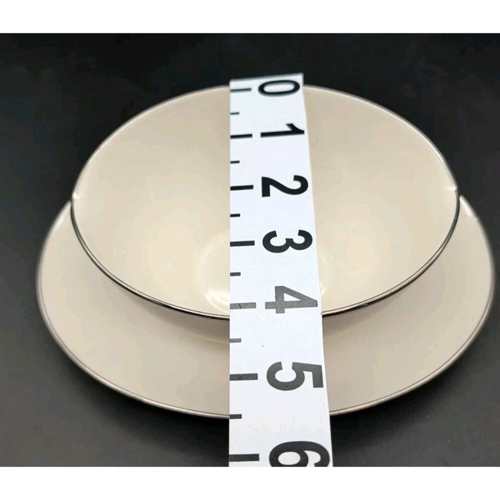 Noritake Bone China Fremont Gravy Boat Attached Underplate White Platinum Trim